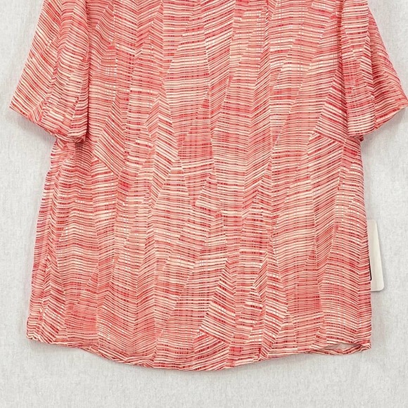 CARLISLE Vintage Shirt Womens 10 Red Cream Silk Short Sleeve Round Neck top - Picture 5 of 15